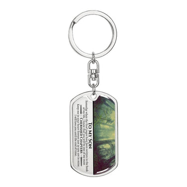 To My Son Cherished Chapters Dog Tag Keychain - Love You This Much